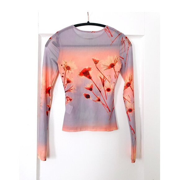 Miaou Power Mesh Long Sleeve Tee in Sunrise size XS - Picture 2 of 7